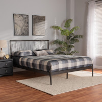 Baxton Studio TS-Lidia-Black-Queen Samir Modern Industrial Black Finished Metal Queen Size Platform Beds